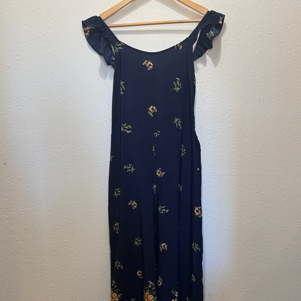 Altard State Floral Navy Wide Leg Jumper with Ruffle Sleeves, Size S